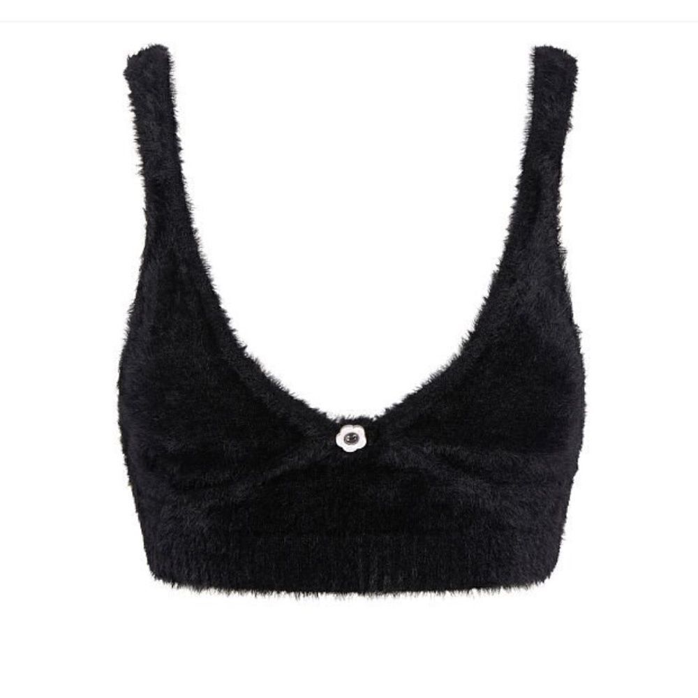 NEW FOR LOVE & LEMONS Devon Sleeveless Fuzzy Top Black Large